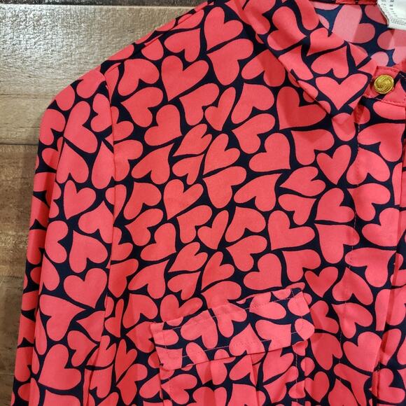 Forever 21 all over heart print long sleeve button up shirt woman's size medium - Picture 9 of 11